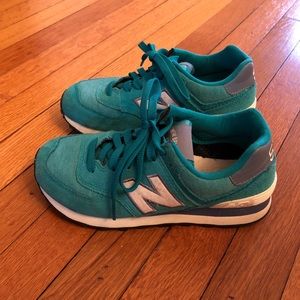 New Balance 574 teal sneakers